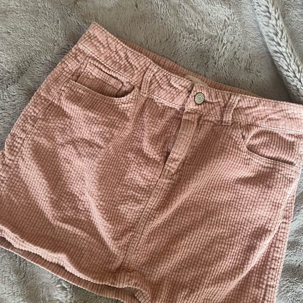 velvet material pink skirt